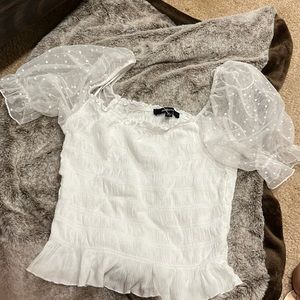 Sheer puff sleeve top